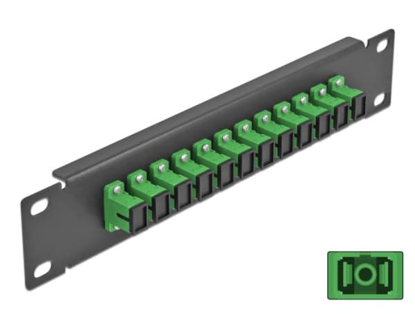Delock - Patch-panel - kan monteras i skåp - SC SM X 12 - svart, grön - 1U - 10"