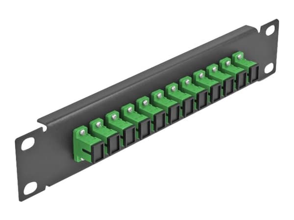 Delock - Patch-panel - kan monteras i skåp - SC SM X 12 - svart, grön - 1U - 10" Svart, Grön