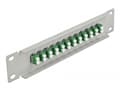 Miniatyrbilde 4 av 4: Delock - Koblingspanel - rackmonterbar - LC SM X 12 - grå, grønn - 1U - 10"