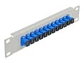 Miniatyrbilde 1 av 4: Delock - Koblingspanel - rackmonterbar - SC SM X 12 - grå, blå - 1U - 10"