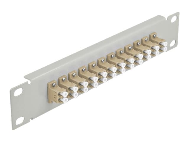Delock - Patch-panel - cabinet mountable - LC Duplex MM X 12 - grå, beige - 1U - 10"