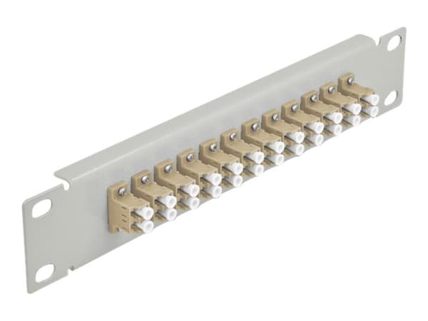 Delock - Koblingspanel - skapmonterbar - LC Duplex MM X 12 - grå, beige - 1U - 10" Beige, Grå