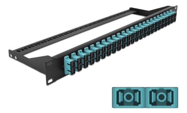 Delock - Koblingspanel - rackmonterbar - SC Duplex MM X 24 - svart, akvamarin - 1U - 19"