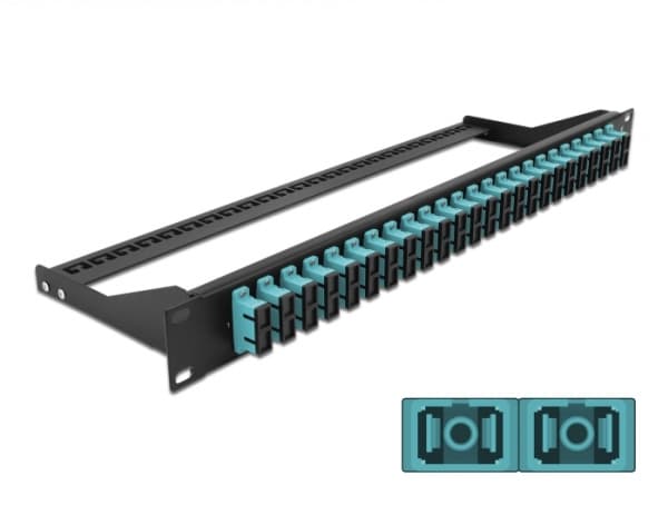 Delock - Koblingspanel - rackmonterbar - SC Duplex MM X 24 - svart, akvamarin - 1U - 19"