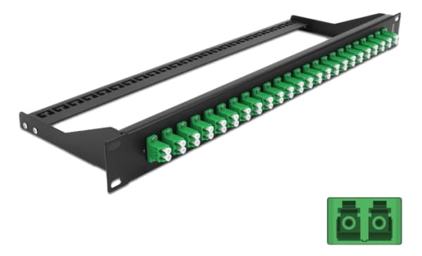 Delock - Koblingspanel - rackmonterbar - LC Duplex SM X 24 - svart, grønn - 1U - 19"