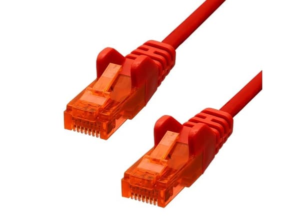 ProXtend - Koblingskabel - RJ-45 (hann) til RJ-45 (hann) - 25 cm - 5 mm - UTP - CAT 6 - IEEE 802.3af - med støvel, uten hindringer, flertrådet - rød
