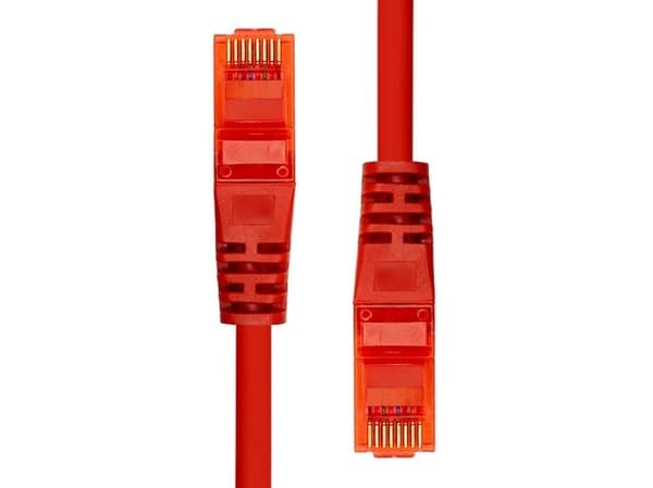 ProXtend - Koblingskabel - RJ-45 (hann) til RJ-45 (hann) - 25 cm - 5 mm - UTP - CAT 6 - IEEE 802.3af - med støvel, uten hindringer, flertrådet - rød