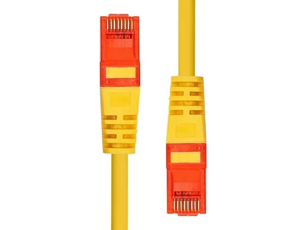 ProXtend - Koblingskabel - RJ-45 (hann) til RJ-45 (hann) - 20 cm - 5 mm - UTP - CAT 6 - IEEE 802.3af - med støvel, uten hindringer, flertrådet - gul