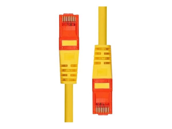 ProXtend - Koblingskabel - RJ-45 (hann) til RJ-45 (hann) - 20 cm - 5 mm - UTP - CAT 6 - IEEE 802.3af - med støvel, uten hindringer, flertrådet - gul