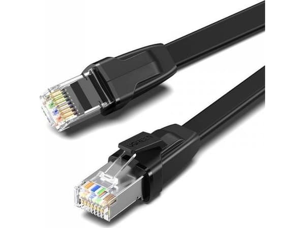 UGREEN NW134 Flat nettverkskabel med metallplugger, Ethernet RJ45, Cat.8, U / FTP, 5m (svart)