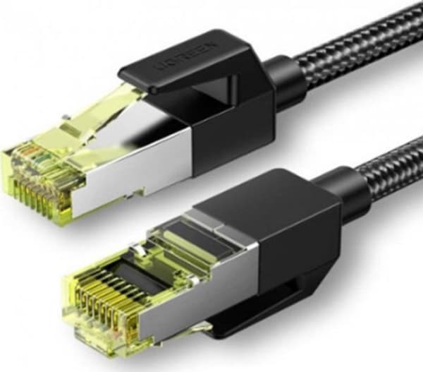 UGREEN NW150 Flettet nettverkskabel, Ethernet RJ45, Cat.7, F/FTP, 1m (svart)