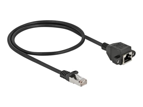 Delock - Nettverksforlengelseskabel - RJ-45 (hann) til RJ-45 (hunn) skrubar - 50 cm - S/FTP - CAT 6a - med støvel, halogenfri, uten hindringer - svar
