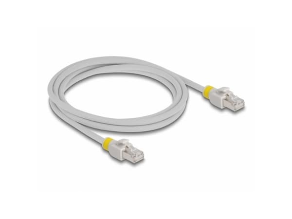 Delock - Patch-kabel - RJ-45 (hane) till RJ-45 (hane) - 2 m - 6 mm - S/FTP - CAT 6a - halogenfri - grå
