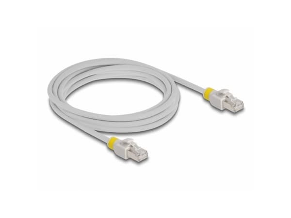 Delock - Patchkabel - RJ-45 (han) til RJ-45 (han) - 3 m - 6 mm - S/FTP - CAT 6a - halogenfri - grå