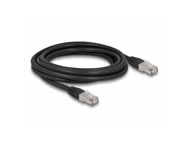 Delock - Koblingskabel - RJ-45 (hann) til RJ-45 (hann) - 3 m - 7 mm - S/FTP - CAT 6a - halogenfri, utendørs - svart