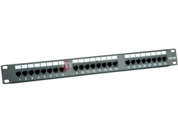 Value Cat.5e 19" Patch Panel, 24 Ports, UTP black, Musta