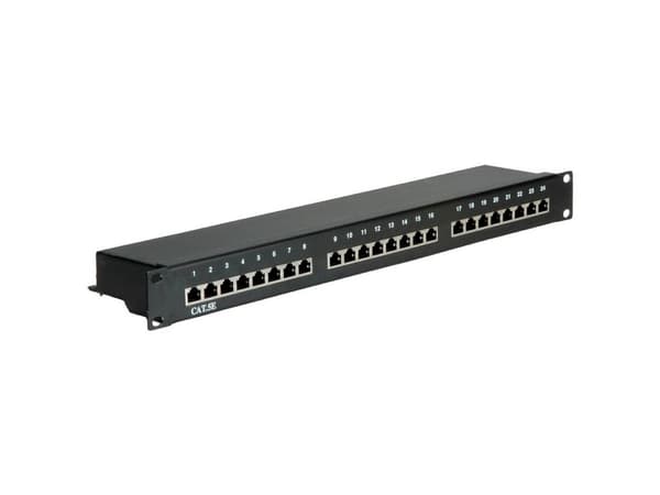 Value Cat.5e Patch Panel 24P, STP, black, Svart