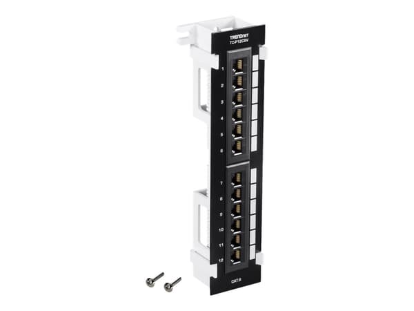 TRENDnet TC-P12C6V - Patch-panel - väggmontering - CAT 6 - UTP - RJ-45 X 12 Svart