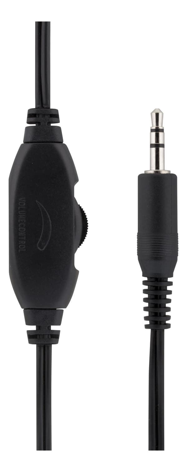 DELTACO Stereo Headphones, hörlur med volymkontroll, 1x 3,5mm, svart