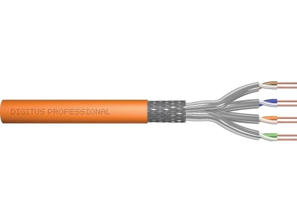 DIGITUS Professional - Samlet kabel - 25 m - SFTP, PiMF - CAT 7 - halogenfri, riser, solid, campus - oransje, RAL 2000