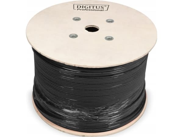 Digitus Datakabel U/UTP kat.6 PE utendørs tørr sort Fca DK-1611-V-5-OD /500m/