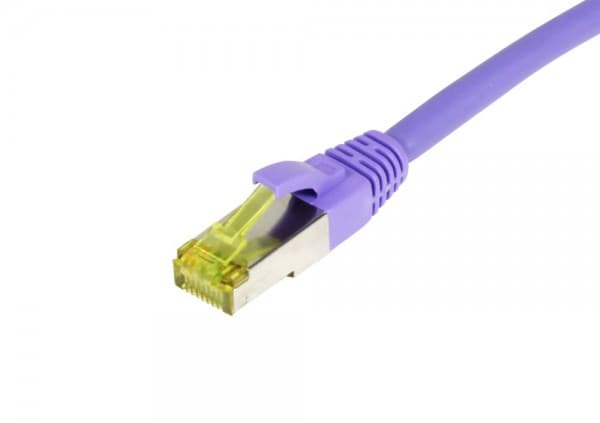 Patchkabel RJ45 CAT6A 500Mhz 015m lilla SSTPSFTP TPELSZHUltraflex AWG26 med CAT7 råkabel Synergy 21