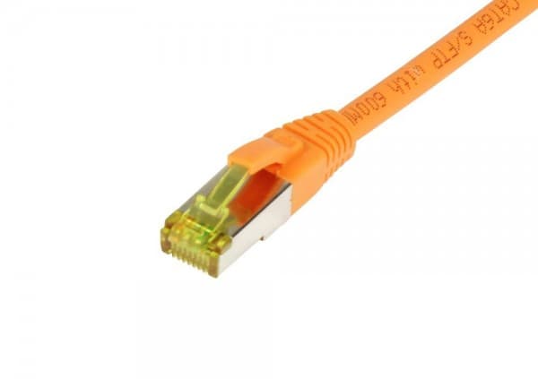 Patchkabel RJ45 CAT6A 500Mhz 05m orange SSTPSFTP TPELSZHUltraflex AWG26 mit CAT7 Rohkabel Synergy 21