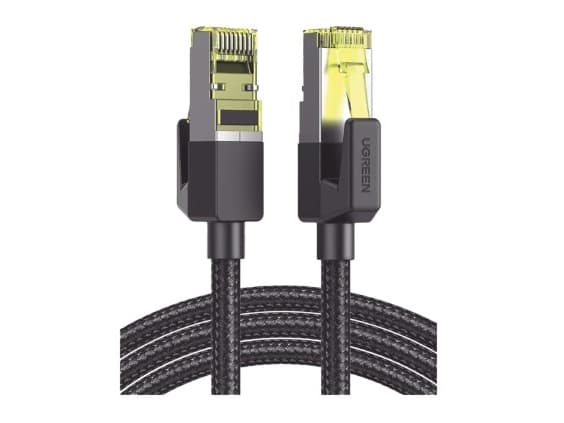 UGREEN NW150 flettet nettverkskabel, Ethernet RJ45, Cat.7, F/FTP, 3m (svart)