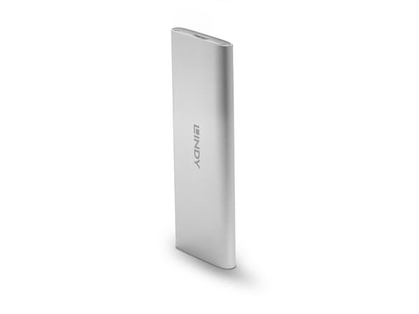 Lindy 43332, SSD-inkapsling, M.2, SATA, USB-anslutning, Silver
