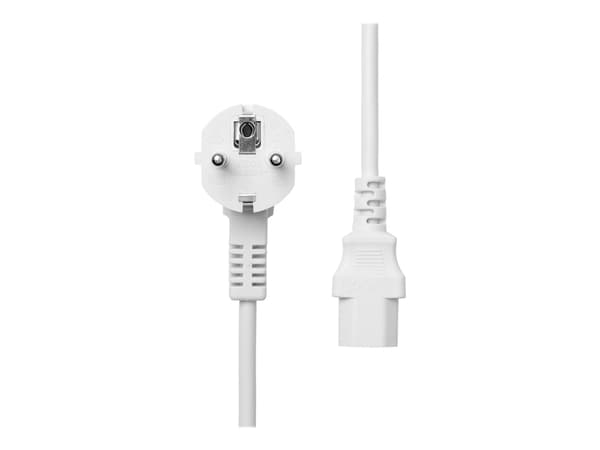 ProXtend - Strømkabel - type F (hann) vinklet til power IEC 60320 C13 rett - 250 V - 16 A - 2 m - hvit - Europa