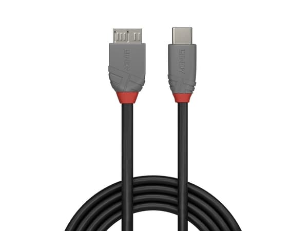 Lindy 36622, 2 m, USB C, Micro-USB B, USB 3.2 Gen 1 (3.1 Gen 1), 500 Mbit/s, Sort