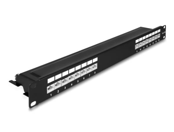 DeLOCK 66876, Cat6a, Musta, Metalli, 1U, 482,6 mm, 100 mm