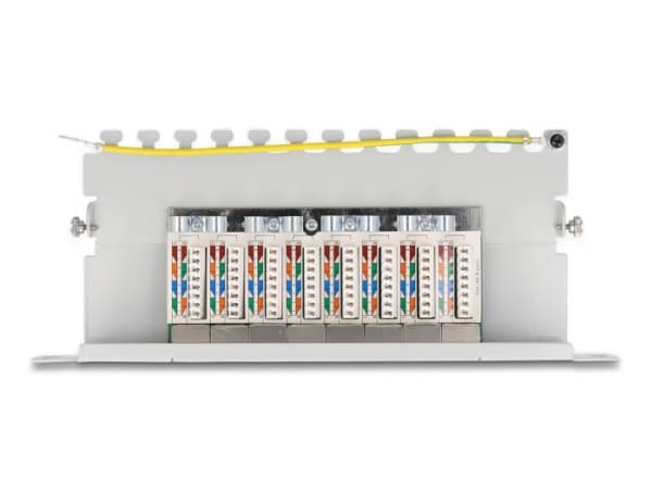 Delock - Koblingspanel - rackmonterbar - CAT 6a - RJ-45 X 8, LSA X 8 - grå - 0.5U - 10"
