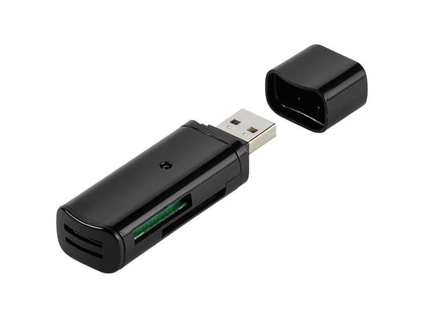 Vivanco IT-USBCR, MMC, MS Duo, MS PRO Duo, Memory Stick (MS), MicroSD (TransFlash), SD, SDHC, SDXC, Svart, USB 2.0, Blåsa