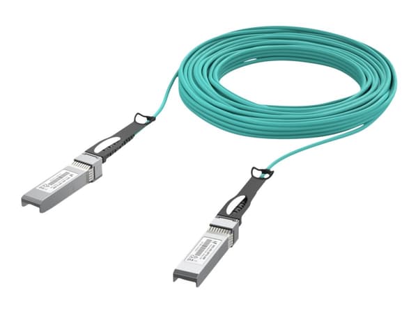 Ubiquiti - 10GBase-AOC direct attach cable - SFP+ til SFP+ - 20 m - 3 mm - fiberoptisk - Active Optical Cable (AOC) - akvamarin