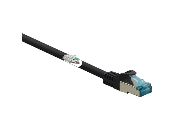 Renkforce RF-5047476 RJ45 verkkokaapeli, Patch Cable CAT 6A S/FTP 3.00 m musta liekinkestävä 1 kpl