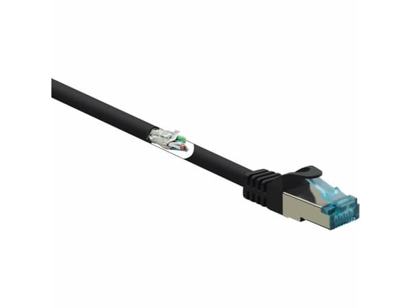 Renkforce RF-5047478 RJ45 verkkokaapeli, Patch Cable CAT 6A S/FTP 2.00 m musta liekinkestävä 1 kpl