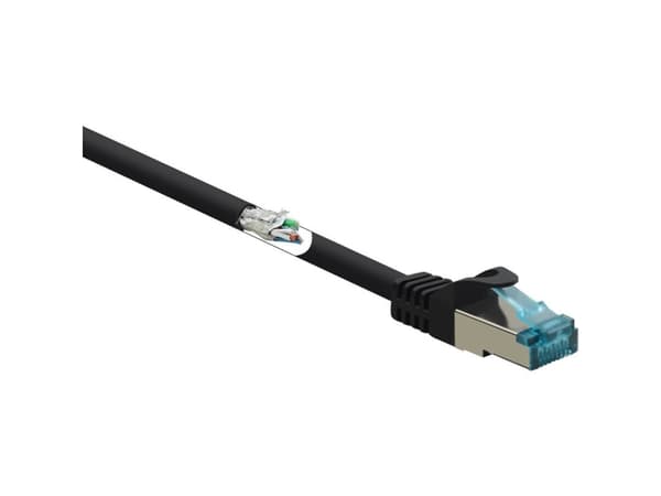 Renkforce RF-5043936, 15 m, Cat6a, S/FTP (S-STP), RJ-45, RJ-45, Sort