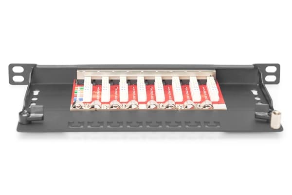 DIGITUS - Koblingspanel - Cat 6a, shielded - veggmonterbar, rackmonterbar - CAT 6a - RJ-45 X 8 - svart, RAL 9005 - 0.5U - 10"