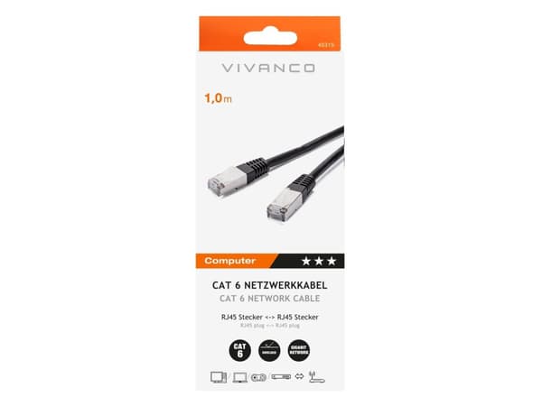 Vivanco CC N5 10 6 B, 1 m, Cat6, F/UTP (FTP), RJ-45, RJ-45