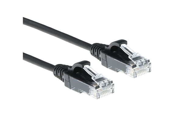 ACT Black 0.5 meter LSZH U/UTP CAT6 datacenter slimline patch cable with RJ45 connectors CAT6 U/UTP SLIMLINE BK 0.5M (DC9900)
