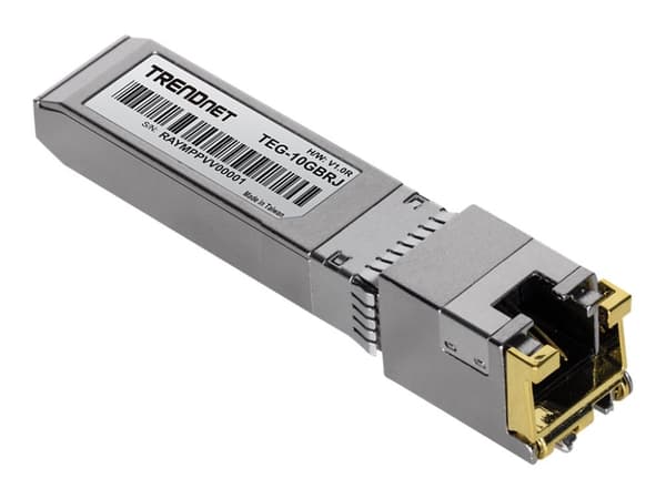 TRENDnet TEG 10GBRJ - SFP+ transceivermodul - 10GbE, 5GbE, 2.5GbE - 1000Base-T, 10GBase-T, 2.5GBase-T, 5GBase-T - RJ-45 - opp til 100 m - TAA-samsvar