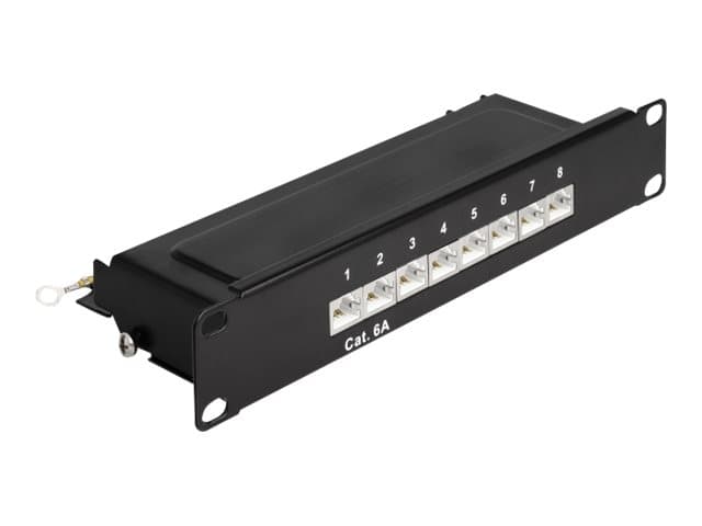 Delock - Patch-panel - rackmontering - CAT 6a - RJ-45 X 8, LSA X 8 - svart - 1U - 10"