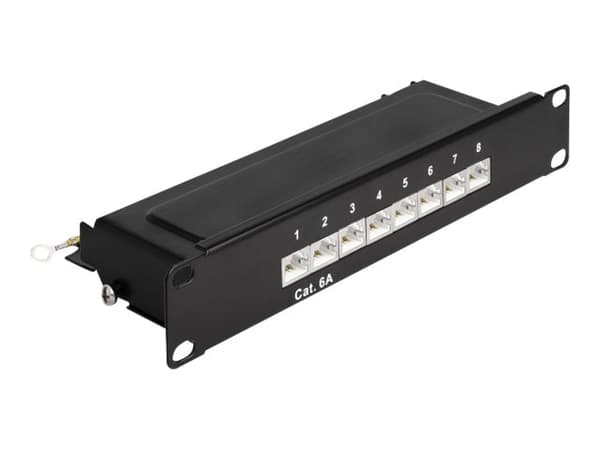 DeLOCK 66872, Cat6a, Musta, Metalli, 1U, 254 mm, 100 mm musta