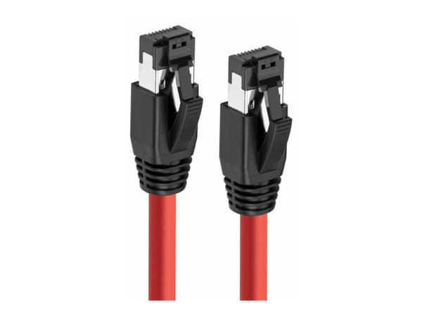 MicroConnect - Koblingskabel - RJ-45 (hann) til RJ-45 (hann) - 7.5 m - S/FTP - CAT 8.1 - halogenfri, uten hindringer - rød