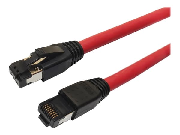 MicroConnect - Koblingskabel - RJ-45 (hann) til RJ-45 (hann) - 7.5 m - S/FTP - CAT 8.1 - halogenfri, uten hindringer - rød