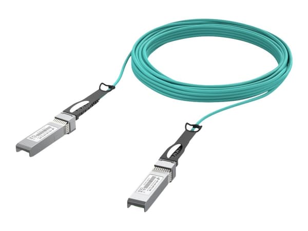 Ubiquiti - 10GBase-AOC direct attach cable - SFP+ til SFP+ - 10 m - 3 mm - fiberoptisk - Active Optical Cable (AOC) - akvamarin