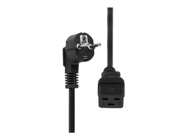 ProXtend - Strømkabel - IEC 60320 C19 til type F (hann) vinklet - 250 V - 10 A - 1 m - svart - Europa