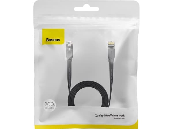 Baseus Baseus Speed Six flat RJ45 nettverkskabel 1000 Mbps 2m svart (WKJS000101)