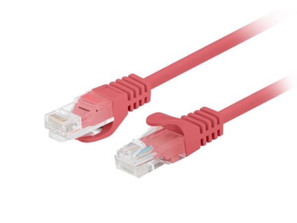 Lanberg - Koblingskabel - 2 m - 4.8 mm - U/UTP, uskjermet - CAT 5/5e - flertrådet - RAL 3017, rød (en pakke 10)